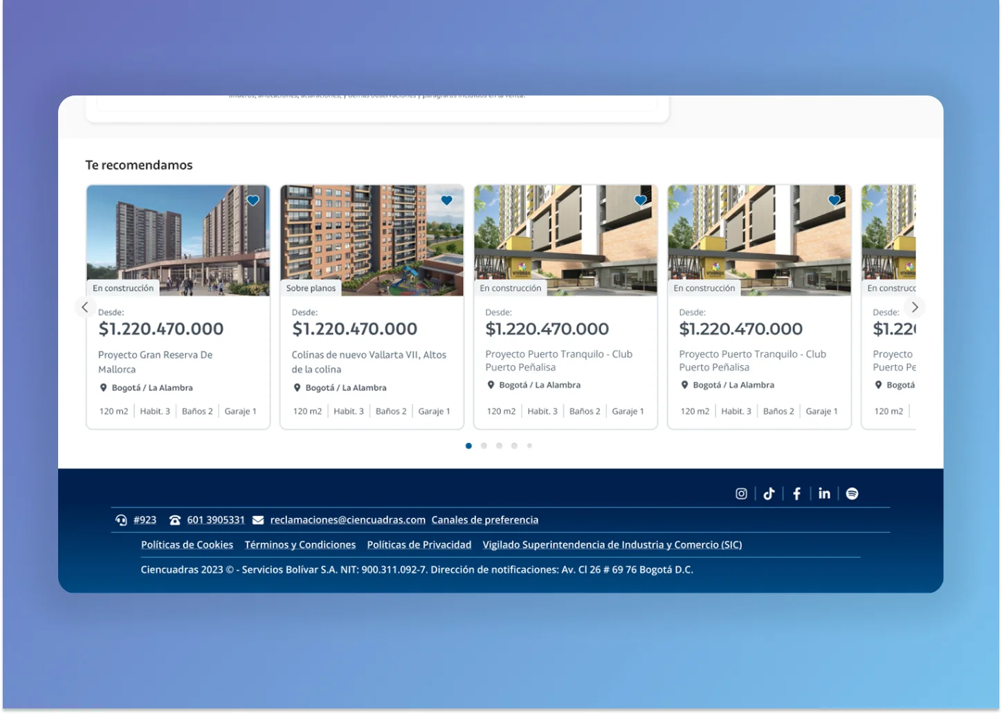 Real estate app mockup